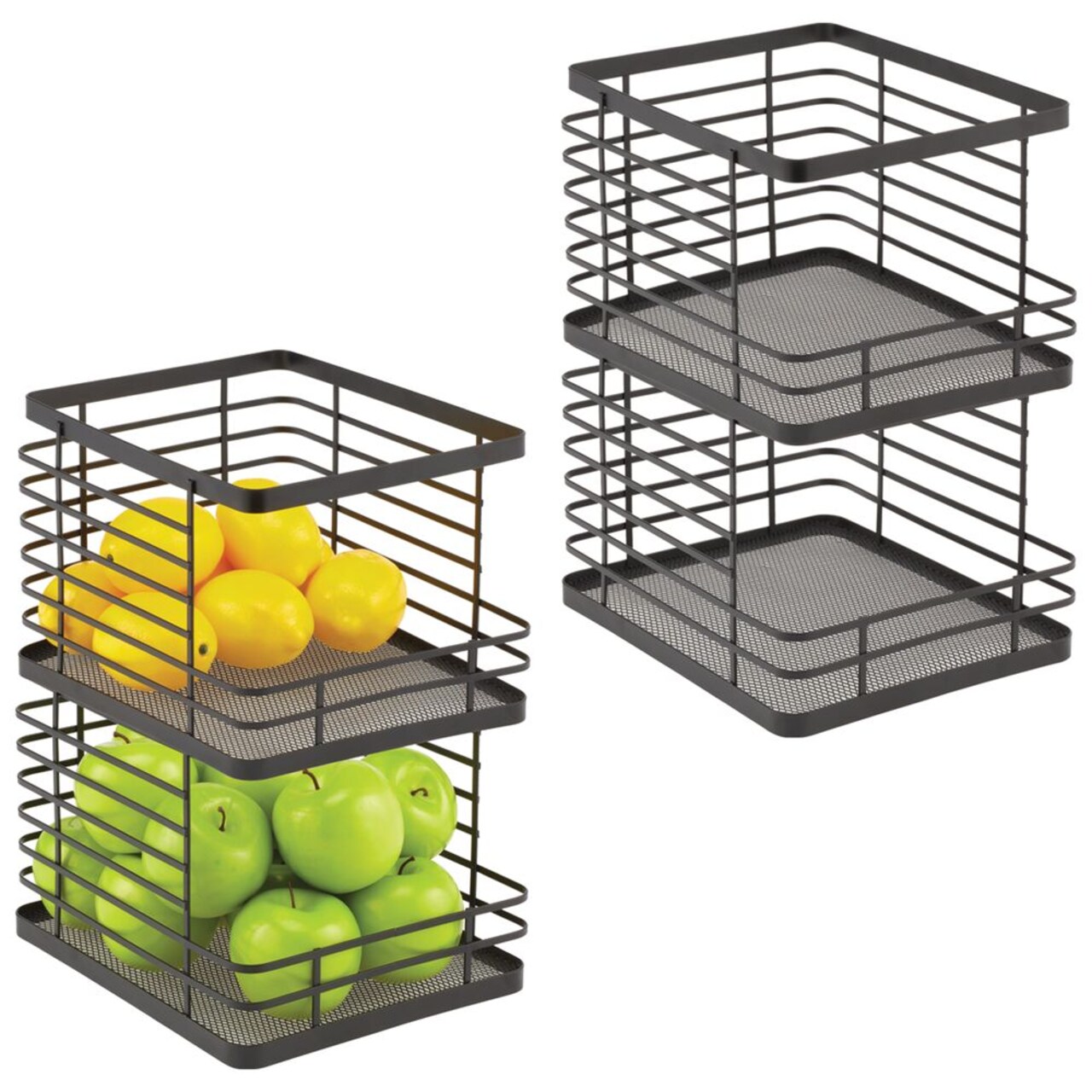 mDesign Stackable Food Organizer Storage Basket, Open Front - 4 Pack